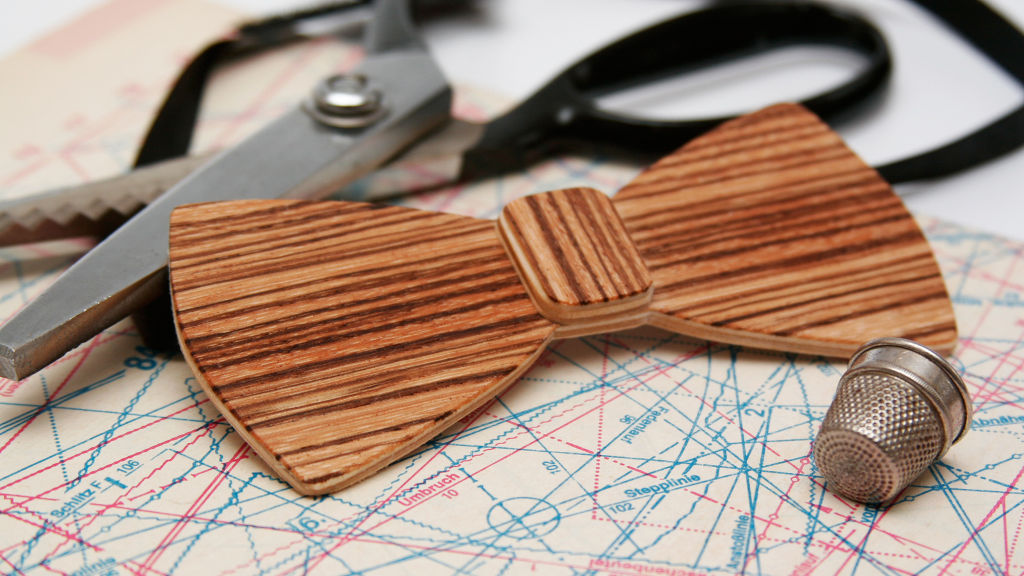 wooden bow tie
